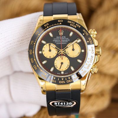 Better Factory relogio rolex pulseira de borracha Daytona 40*12.2MM 4130 Movement 904L Steel Black 148g Watch